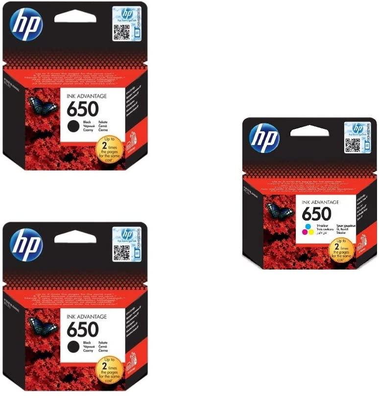 HP 650 Black Ink 2 Packs and HP 650 Tri Color 1 Pack - CZ101AK, CZ102AK - eBuy UAE